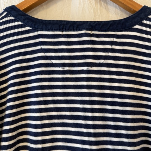 Lauren Ralph Lauren Womens XL Top Navy Striped Henley Nautical Preppy Coastal - Picture 8 of 12